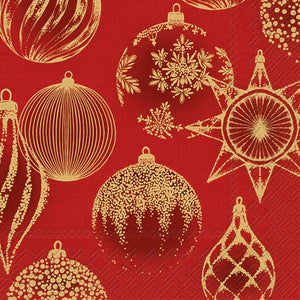 Servietter: Shining Baubles Red gold Lunch