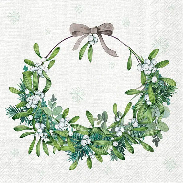 Servietter: Mistletoe wreath Cream