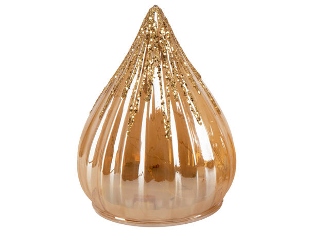 Dråpe LED klar amber m/gull